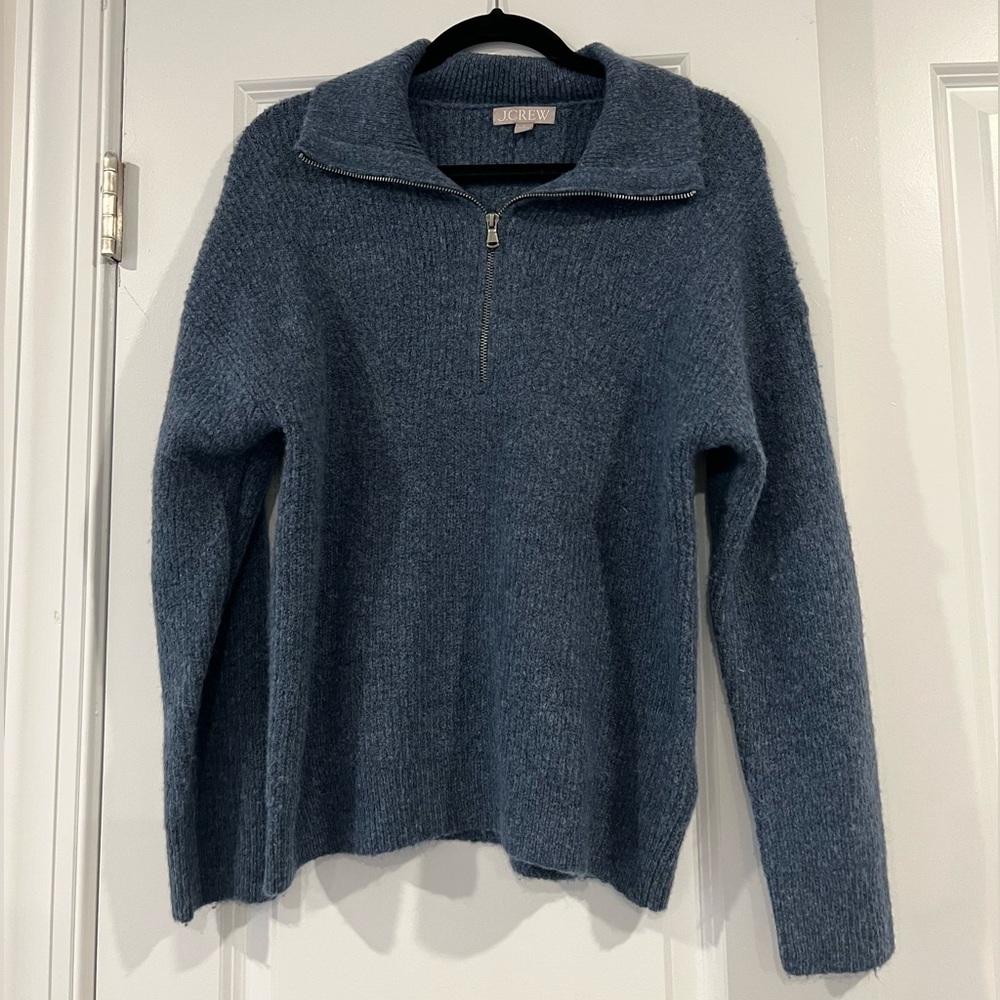 J CREW Half-zip stretch wool sweater size small